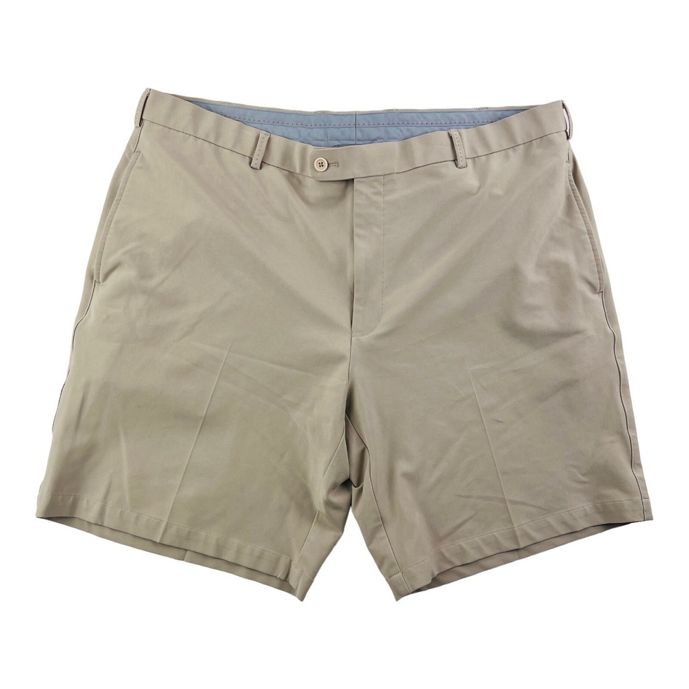 Peter‎ Millar Wicking Lt Brown Flat Front Polyester Shorts Mens Size 40X9.5